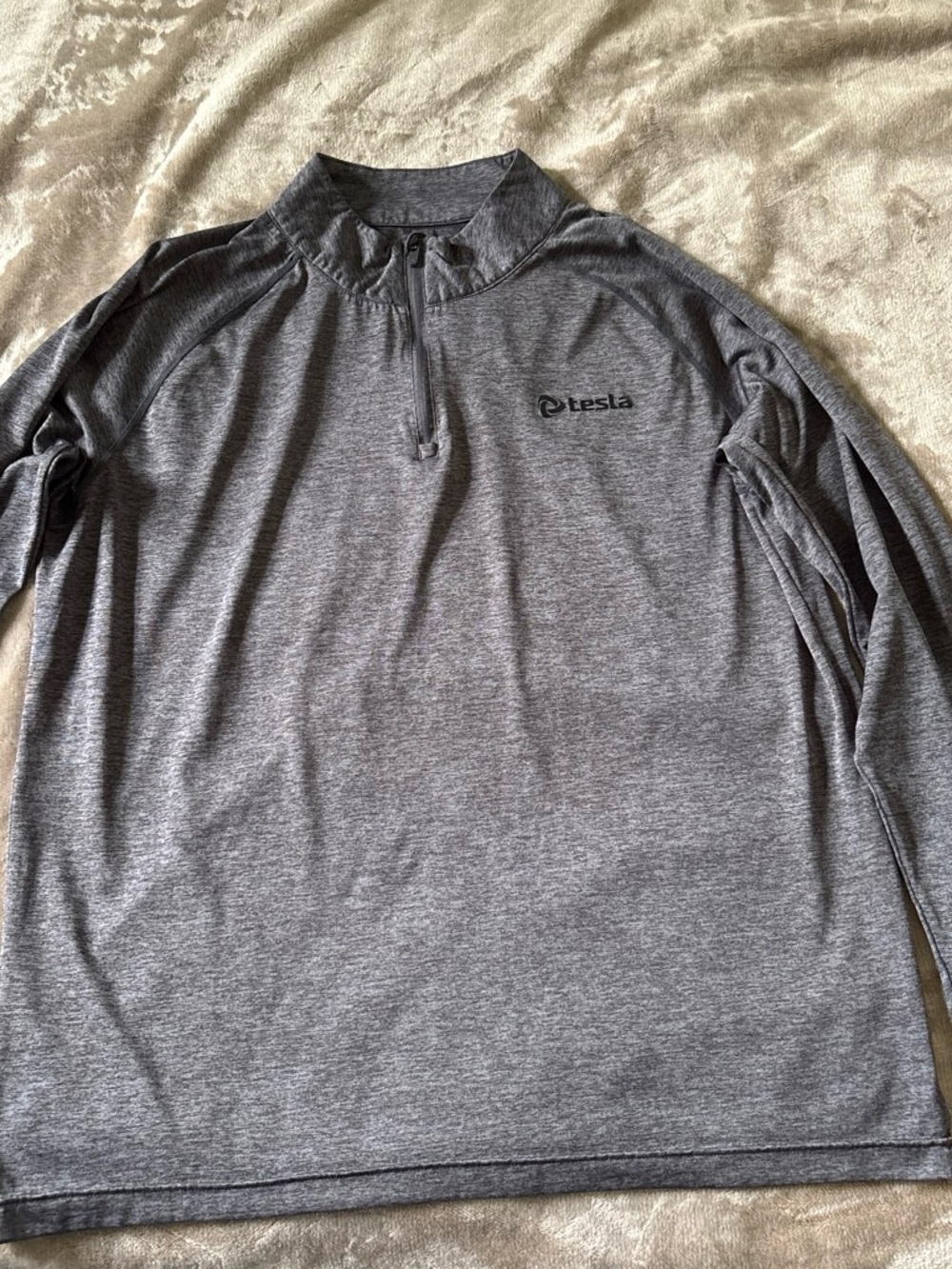 Tesla Men’s Heather Gray Quarter-Zip Pullover